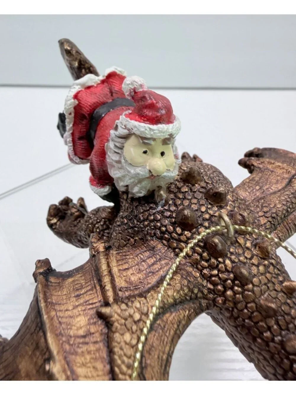 Santa Riding Bronze Dragon Ornament Fantasy Christmas Decoration Mythical